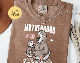 Comfort Colors Motherhood is the Realest Hood Shirt, Silly Goose Mom Shirt, Funny Mom Shirt, Retro Mama Shirt, New Mom Gift, Motherhood Tee