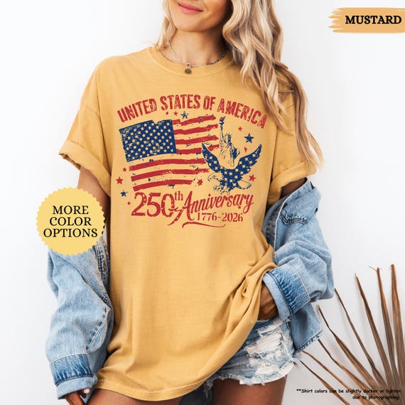 Comfort Colors United States of America 250th Anniversary Shirt, USA 250 Years Shirt, Retro American Flag Shirt, Patriotic Eagle Shirt