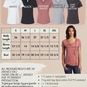 a women's v - neck t - shirt is shown in three different colors