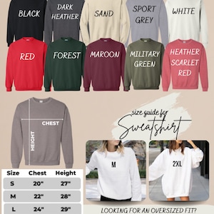 a poster with different colors and sizes of sweatshirts