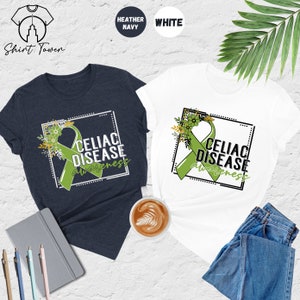 Floral Celiac Disease Awareness Shirt, Celiac Disease Shirt, Celiac Support Shirt, Green Ribbon Shirt, Gluten Free Shirt,Celiac Warrior Gift
