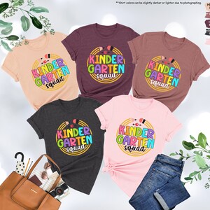 a group of t - shirts with the words kinder garden on them