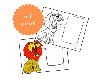 Kids Self Esteem Building Play and Art Therapy Worksheet: The "I AM" Lion