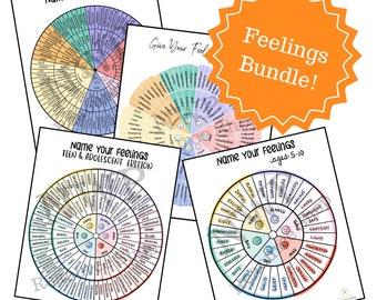 Name Your Feelings Wheel Handout BUNDLE! (Child, Teen, Adult, Art)