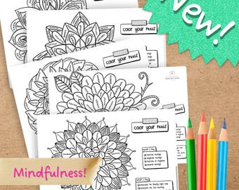 Mindfulness Kelidoscope Coloring Page! A Play and Art Therapy Worksheet for therapists, teachers, social workers, yourself