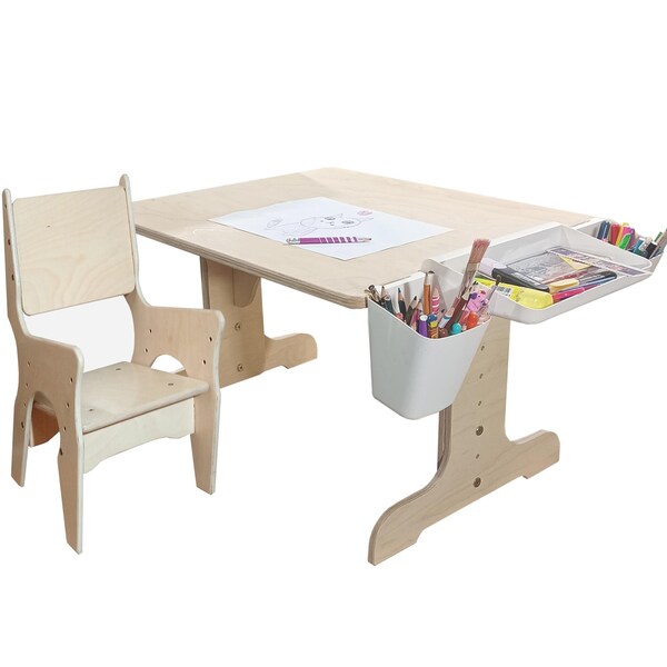 In hoogte verstelbaar, kindertafel en stoel Montessori