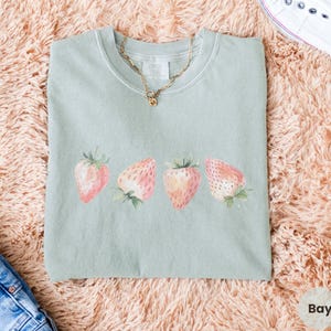 Comfort Colors Strawberry Shirt, Cottage core Shirt, Strawberry T-shirt, Summer Strawberry Shirt, Kawaii Shirt, Strawberries Shirt