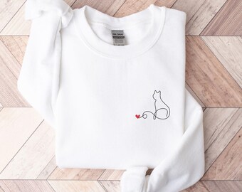 Cat Lover Sweatshirt, Cat Sweatshirt, Cat Mom Sweatshirt, Gift for Cat Mom, Gift for Cat Lover, Cute Cat Sweatshirt, Minimalist Cat Sweater
