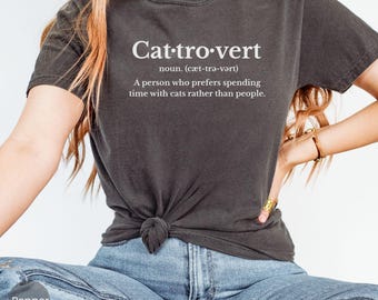 Comfort Colors Cat-trovert T-shirt, Gift for Cat Lovers, Funny Cat Shirt, Introvert Shirt, Introvert Gift, Cat Mom Gift, Cat Lover Shirt
