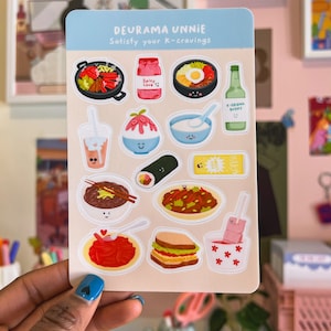 K-Cravings Sticker Sheet | Cute Korean Food and Drinks Stickers | K-drama Foods | For Water bottles, Laptops etc| Korean Food Inspired