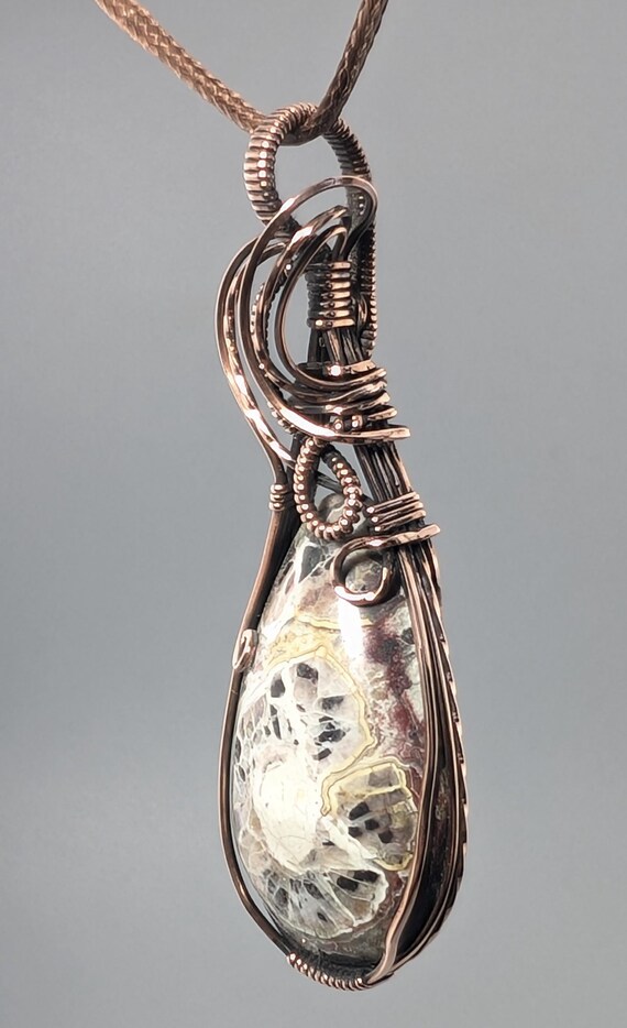 Mixed Metal Wire Wrapped Necklace, Kaleidoscope Jasper Pendant