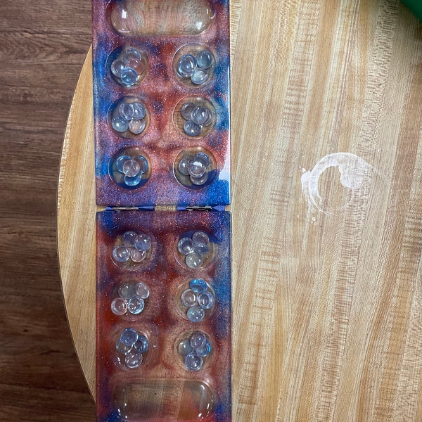 Custom Folding Mancala Board with Matching Stones