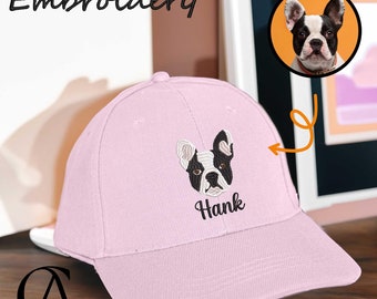 Customize Embroidered Pet Hat, Personalized Embroidered Pet Hat with Pet Photo, Pet Portrait Hat, Pet Lovers Hat, Custom Baseball Cap