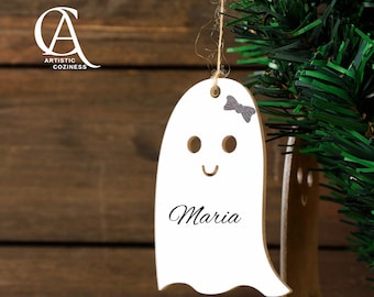 Personalized Halloween Basket Tag, Ghost Tag, Trick or Treat Bag Tag, Halloween Decoration, Custom Halloween Tags