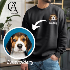 Pull brodé pour animal de compagnie personnalisé, sweat contour d'animal de compagnie, t-shirt personnalisé pour animal de compagnie, photo d'animal de compagnie brodée, cadeaux pour propriétaire de chien, pull pour chien et chat