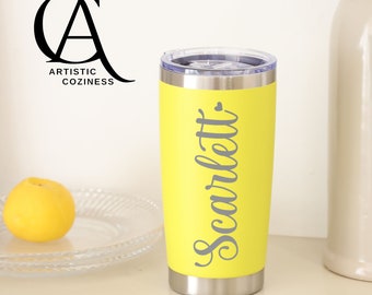 Personalized 20oz Engraved Tumbler, Custom Insulated Tumbler, Family Mugs, X-mas Gift, Tumbler with straw, Gift for her, Gift for him