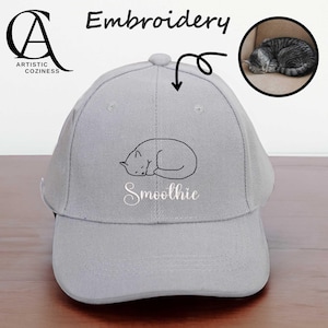 Customize Embroidered Pet Outline Drawing Hat, Personalized Embroidered Pet Hat, Pet Lovers Hat, Custom Baseball Cap, Gift for Pet Lover