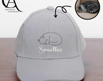 Aanpassen geborduurde pet omtrek tekening hoed, gepersonaliseerde geborduurde pet hoed, pet liefhebbers hoed, aangepaste baseballcap, cadeau voor dierenliefhebber