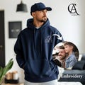 Custom Embroidery Photo Hoodie, Unisex Sweater, Gift for Her, Gift for Him, Christmas Gift, Family Christmas, Reunion Photo Outline Gift product logo
