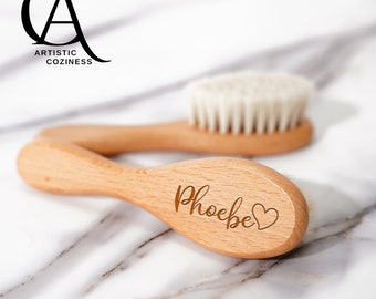 Brosse à cheveux à monogramme personnalisée, brosse à cheveux pour nouveau-né, cadeau pour bébé, brosse à cheveux en bois personnalisée pour bébé, cadeaux de baby shower