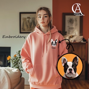 Custom Pet Embroidery Hoodie, Pet Lover Sweatshirt, Pet Memorial Sweater, Embroidered Dog, Dog Portrait, Pet Sweatshirt, Cat Owner, Pet Gift