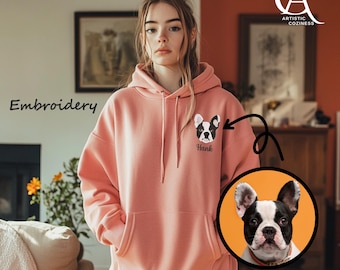 Custom Pet Embroidery Hoodie, Pet Lover Sweatshirt, Pet Memorial Sweater, Embroidered Dog, Dog Portrait, Pet Sweatshirt, Cat Owner, Pet Gift