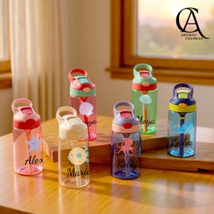 Personalized Water Bottle, Back To School Water Bottle, Cute Animals Water Tumbler, Kid Birthday Gift, Preschool Water Bottle, Gift for Kids