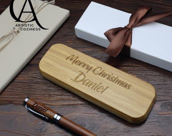 Personalized Wooden Pen Box, Custom Pen Holder Box, Laser Engraved Pen Container, Luxury Wooden Pen Case, Corporate Gifts
