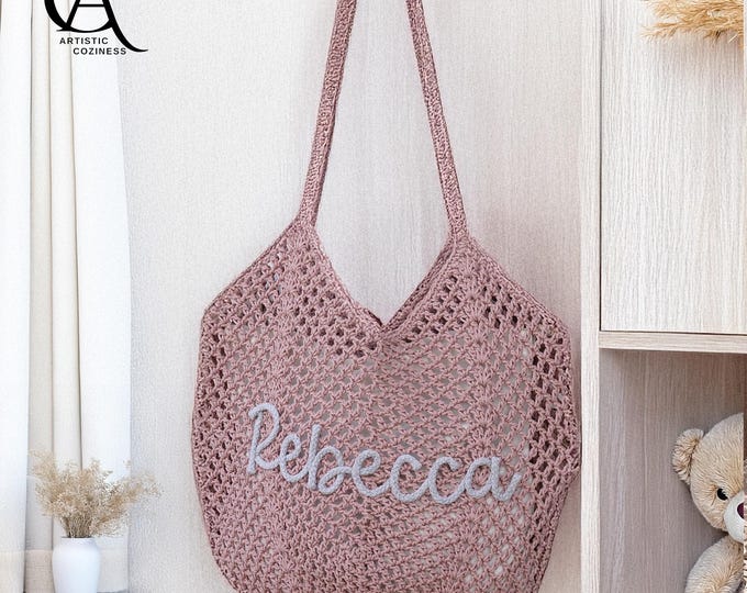 Personalized Beach Day Bag, Name Tote Bag, Girls Day Bag, Gift for Mom, Beach Vibes Tote Bag, Girl Gift Bag, Christmas Gift, Gift for Her