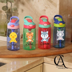 Personalized Kids Water Bottle, Back To School Water Bottle, Cute animals Water Tumbler, Birthday Gift, Custom Kids Water Bottle