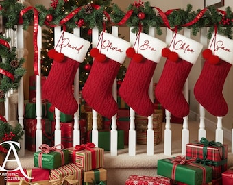 シンプルなパーソナライズされたクリスマスストッキング - 家族の名前