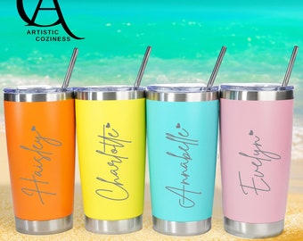 Personalized 20oz Tumbler, Custom Travel Mugs, Girl Trip Vacation Tumbler, Bridesmaid Proposal Cups, Gift for Her, Christmas Gift