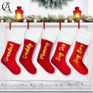 Personalized Stocking with Name, Family Christmas Stockings, Holiday Stocking, Santa Stockings, Xmas Gifts, Christmas Decoration,Family Gift