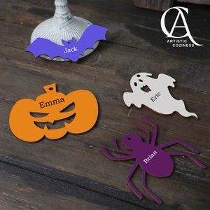パーソナライズされたハロウィーンバスケットタグ、最初のハロウィーンタグ、名前タグ、名前付きバットタグ、ハロウィーンギフト、彼へのギフト、彼女へのギフト