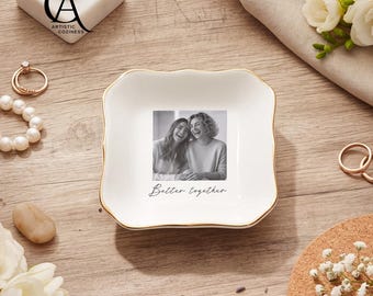 Custom Photo Ring Dish, Personalized Jewelry Dish, Bridesmaid Thank You Gift, Bridal Shower Gift, Wedding Keepsake, Jewelry Ring Holder