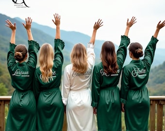 Spersonalizowane szaty dla druhen, szaty ślubne, pasujące szaty, damskie szaty z koronką, szaty dla kobiet, prezenty dla niej, upominki ślubne