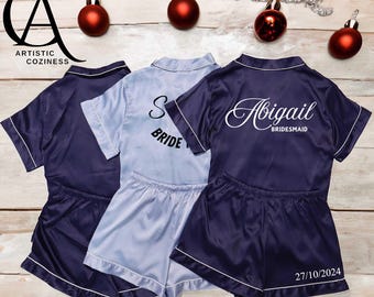 Custom Bridesmaid Proposal Pajamas, Matching PJs Set, Satin Pajamas, Matching Pajamas, Women Pajamas, Gifts for her, Wedding Gifts, Pajamas