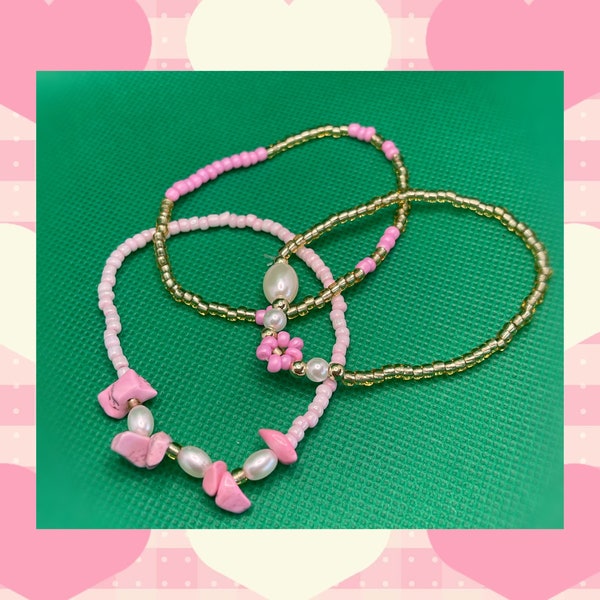 Barbie Chic Pink Bracelet Bundle: Elevate Your Style with this 3-Piece Trendsetter Set /Y2K Fashion/ Summer Vibe/