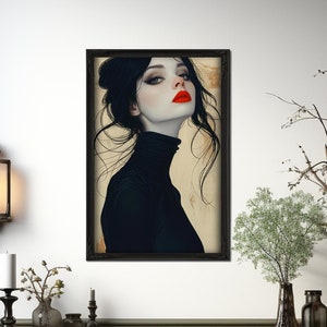 Oh, Hallo | Dark Academia Wand Kunst Druck Gothic Wanddekor Femme Fatale Whimsigoth Dekor