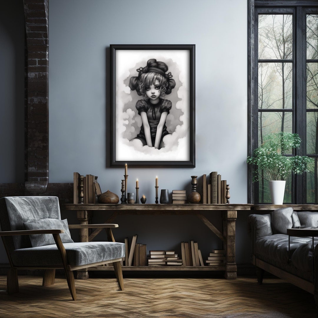 Living in the Clouds Dark Academia Wall Art Print Gothic Decor Black ...
