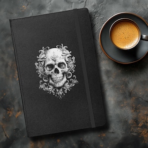 Caderno com capa dura de caveira filigrana | Diário barroco Skull Soft Goth Diário Witchy Dark Academia