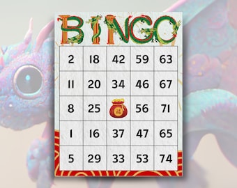 300 Chinese New Year Bingo Cards: Year of the Dragon Theme - Perfect for Parties & Events - Choose 1/2/4/6 Packs