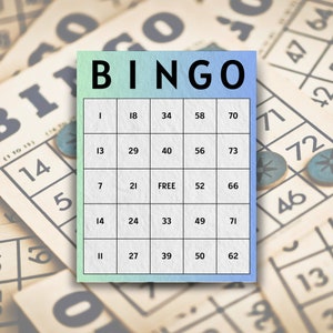 100 Bingo Cards - Green & Blue Design, 1/2/4/6 Per Page - Perfect for Events, Parties and Gatherings, Instant Download Printable
