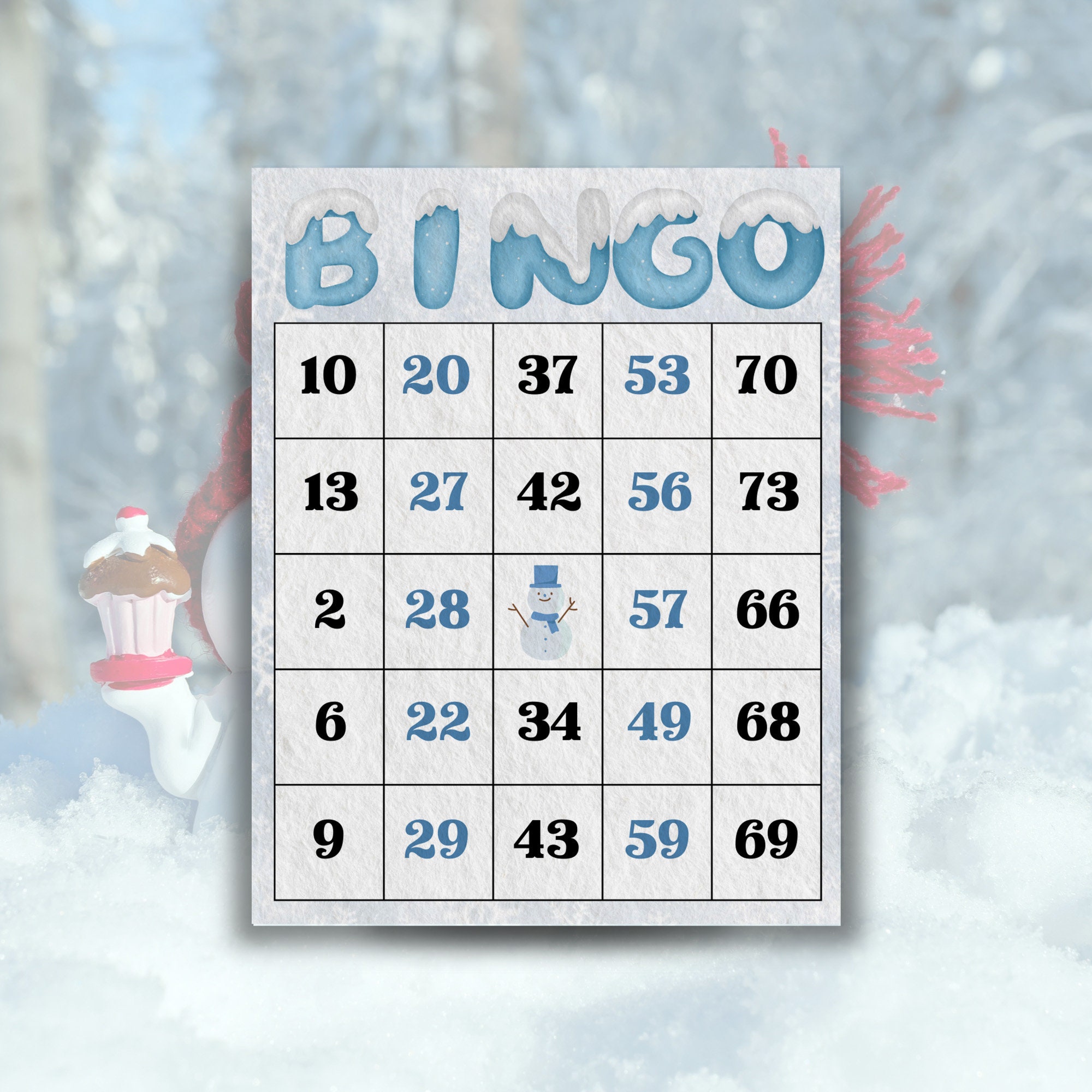 Winter Wonderland Bingo Card Set | 300 Unique Cards | Perfect for Festive Party Games & Occasions | 1/2/4/6 Cards Per Page