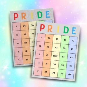 Juego de cartas de bingo PRIDE, 100 cartas, 1/2/4/6 por página, perfecto para juegos y celebraciones de fiesta, ¡divertido juego de fiesta imprimible al instante!