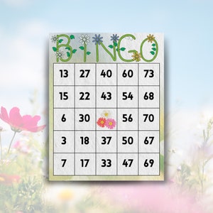 300 Frühlings-Themen-Bingokarten | Blumen & Pflanzen Designs | Partyspiel für den Frühling | 1/2/4/6 Packungen verfügbar