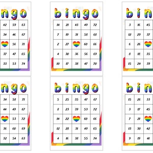 600 tarjetas de bingo con temática Pride Rainbow - Perfectas para celebraciones y eventos LGBTQ+ - Opciones de paquete de 1/2/4/6