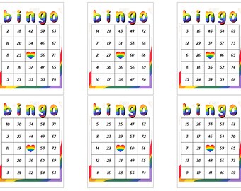 Pride Rainbow Bingo Cards: LGBTQ+ Celebration Game (Digital Download)