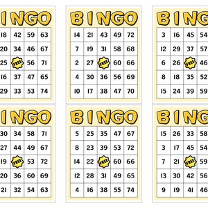 600 Simple Yellow Bingo Cards Pack - Bright, Cheerful Party Game - 1/2/4/6 Set Options for All Events