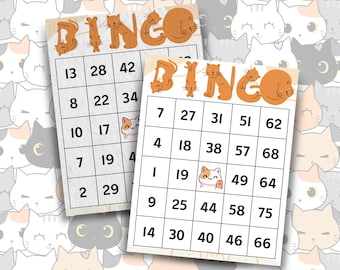 Orange Cat Bingo Cards: Party Game for Cat Lovers (Digital Download)